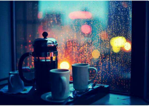 雨の日のカフェが好き❤今日は久しぶりに店頭に🐻🎶　次に立つときにはマッチョかもしれない。